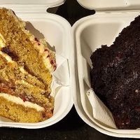 Victoria sponge and chocolate cake at Wildheart Animal Sanctuary Cafe in Sandown