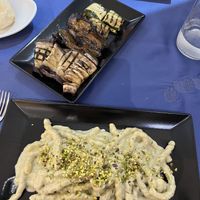 Pistachio pasta and grilled veg  at Due Pistacchi Restaurant in Catania