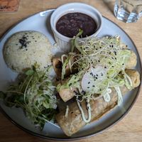 Enchiladas veganas con carne de soya at Blue Demon Bistro in Brno