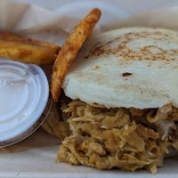 Poyo con Queso Arepa at El Salto PDX in Portland