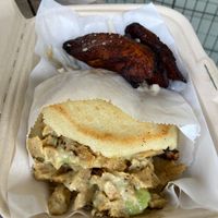 reina pepiada arepa with maduros at El Salto PDX in Portland