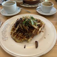 Potato waffle (sorry I had taken a bite first)  at Café Lief  in Haarlem