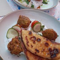 Zucchini fritters and flatbread at Café Lief  in Haarlem