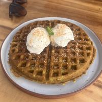 Pandan waffle  #Veganuary at Sundays  in Phnom Penh