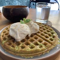 Pandan waffle  at Sundays  in Phnom Penh