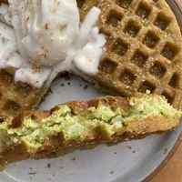 Pandan waffle  at Sundays  in Phnom Penh
