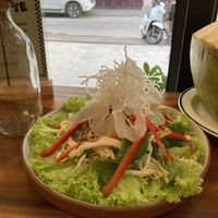 Pomelo and palm fruit salad. Classic Khmer dish  at Sundays  in Phnom Penh