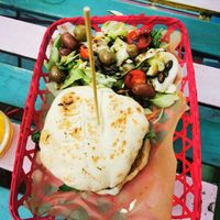 Vegan burger at Fellini Római Kultúrbisztró in Budapest