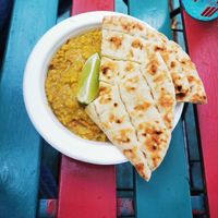 Cold vegan lentil curry at Fellini Római Kultúrbisztró in Budapest