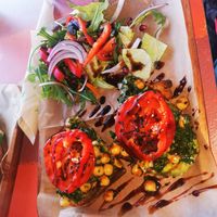 Chickpea avocado toast at Fellini Római Kultúrbisztró in Budapest