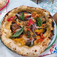 Pizza calabrese vegan at Pizzium in Bologna