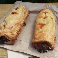 Onion chutney sausage roll and sweet chilli sausage roll at Prism Coffee in Gateshead