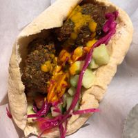 Falafel pita sandwich  at Dahab Falafel Co in Durham