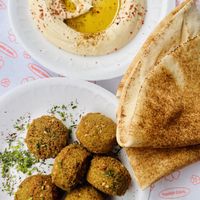 Falafel with hummus  at Flora Falafel in Istanbul