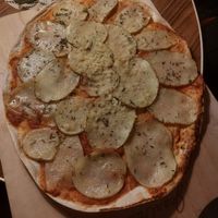 Vegan version of the potato flammkuchen at Frau Friedrich in Marburg