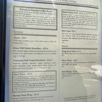 Food menu  at Singapore Coffee House in Edinburgh