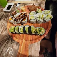 Sweet potato roll, veggie roll and asparagus, avocado, Cucumber roll (AAC) at Kintaro All You Can Eat Sushi & Hot Pot in Akron