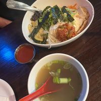 Tofu bibimbap with vegetable soup   at Chopstix  in Chattanooga