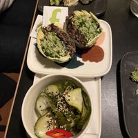Mushroom pocket and pickled cucumbers   at Sushibar+Wine in Helsinki