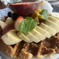  Oat waffle with seasonal fruits  at POHSOP in Chiang Mai