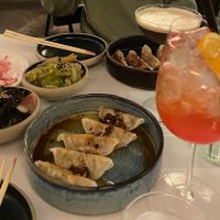 Vegetable Gyoza, Beetroot Special and Cocktail Spritz. at Miso Newcastle in Newcastle Upon Tyne