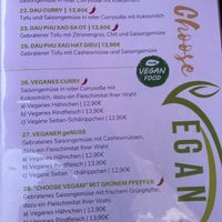 Vegane Karte  at VN Vietnamesische Küch in Murnau