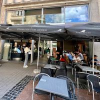 Cafe Veneziano: Outside view from the ice cream side and their outdoor dining area. at Cafe Veneziano in Luxembourg City
