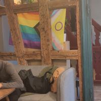 Pride flag at Café Bretelles - Petite France in Strasbourg