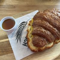 Bacon and cheese croissant with maple syrup   at Alex Gooch in Monmouth