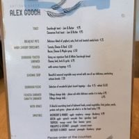 Lunch menu at Alex Gooch in Monmouth