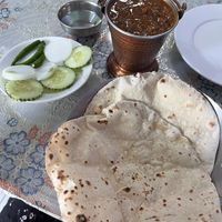 Black Dahl with two plain tawa roti. at Jai palace in Bangkok
