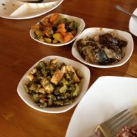 Bitter melon, mixed veggie curry, and tofu/eggplant yum! at Blissful Belly Vegetarian Cuisine in Quezon City