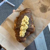 Dubai chocolate croissant   at The Teapot Bakery in Salford