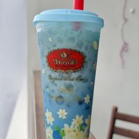 Jasmine butterfly pea oat milk tea (55 THB)  at ChaTraMue  in Chiang Mai