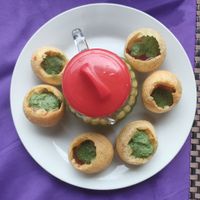 Pani puri at Qnara Indian Food in Sidemen