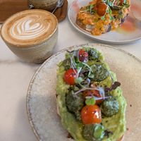 Avo and tomato toast at Simona Specialty Coffee Club in San Sebastian