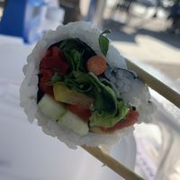 Shamrock Roll: Mixed Greens, Yamagobo, Fukushin Zuke, Takuwan, Avocado and Cucumber at Niko Niko in Redlands
