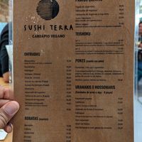 Cardápio vegano at Sushi Terra in Rio De Janeiro