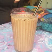 Chocolate oat milk at Desert Island Dumplings in Manchester