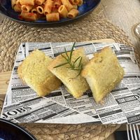 Garlic focaccia   at Bella Pizzeria in Portimao