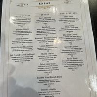 Menu  at Knead  in Albuquerque