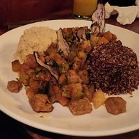 vegan curry. unique sweet and savory flavor. sweet from pineapple. very good. at Florin Cafe in Sucre