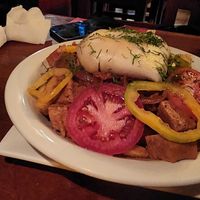 vegan pique a lo macho. mushroom and vegan sausage. very good at Florin Cafe in Sucre