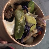 Stir fried chili glass noodles with beyond beef 
  at Spicy Moon  - Bowery in New York City