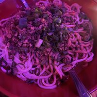 Dan Dan noodles with vegan beef  at Spicy Moon  - Bowery in New York City