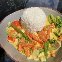 vegan coconut curry lunch menu  at Jasmin in Griesheim