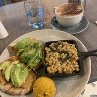 Vegan Breakfast & hot chocolate with oat milk. Water was for free.   at Dock84 in Sligo