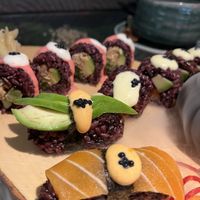 Vegan sushi selection - we had to take some Way as we could not finish all 30 pieces  at Emira in Berlin