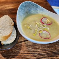 Kartoffelsuppe mit Kokosmilch at Helgoländer Fährhaus in Heligoland