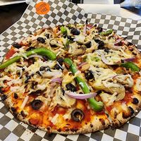 Gluten-free vegan pizza with Violife cheese  at Rolling Forks Vineyards in Glenwood